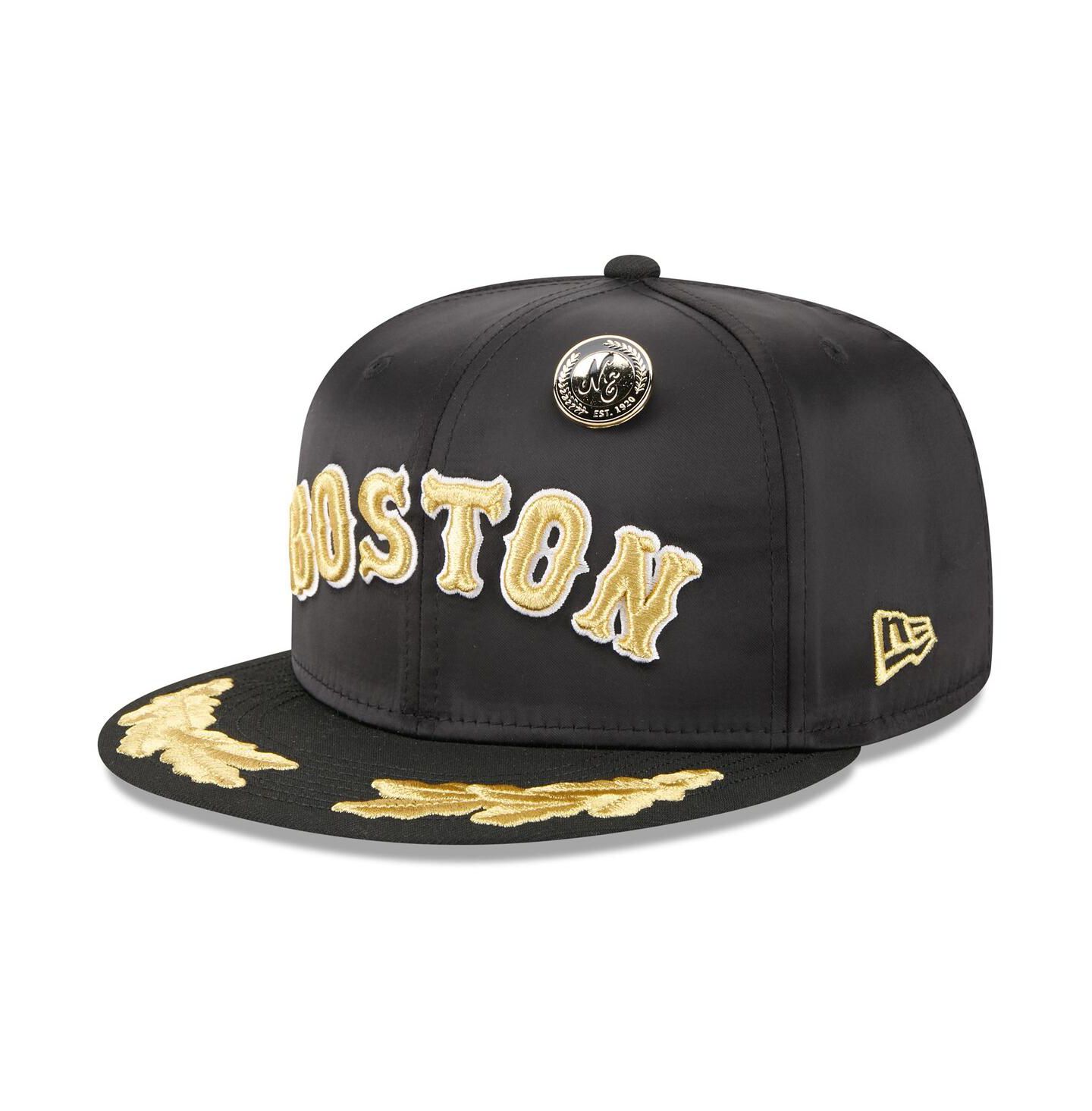 Мужская кепка New Era Black Boston Red Sox 2025 59FIFTY Day Gold Leaf 59FIFTY Fitted Hat — фото 1