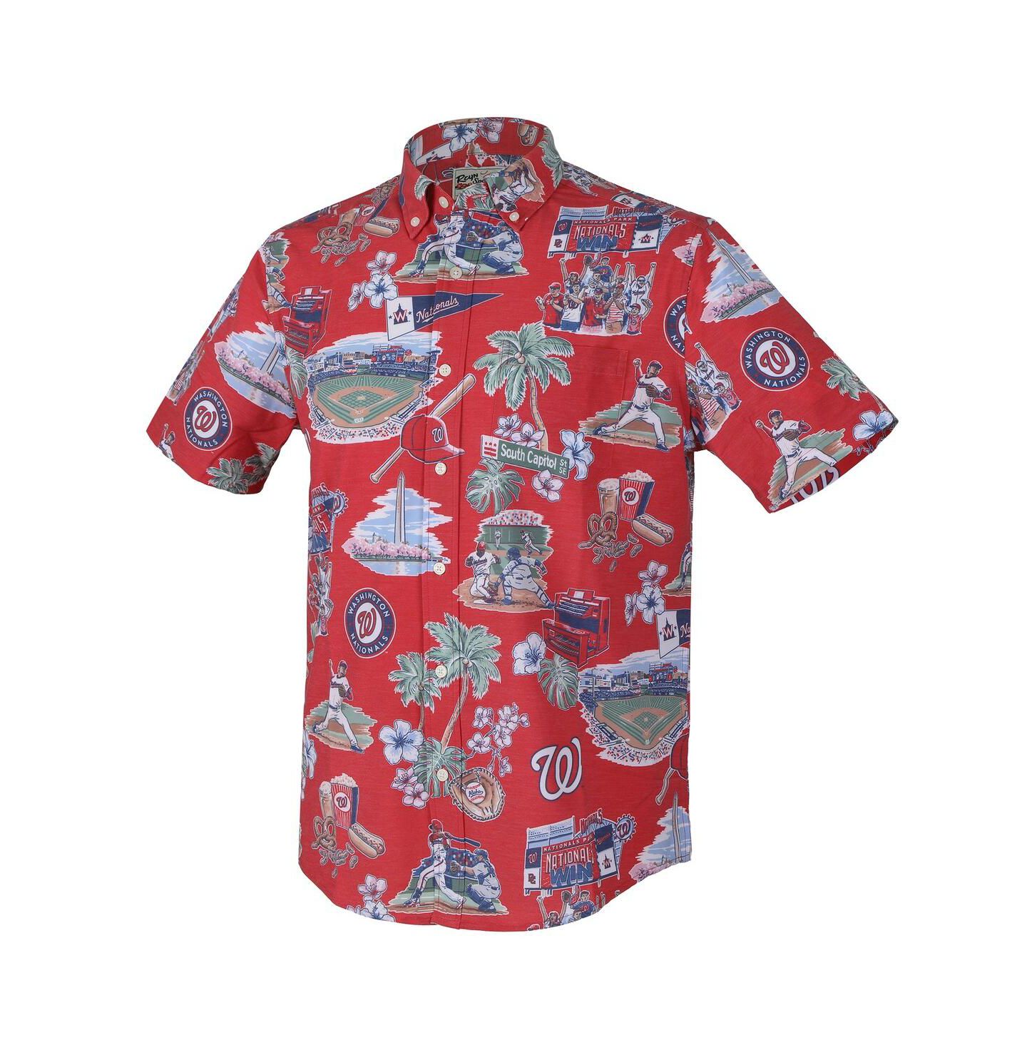 Мужская рубашка Reyn Spooner Red Washington Nationals Scenic Tri-Blend Button-Down — фото 2