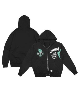 Round21 - Men's and Women's Black New York Liberty Double-Zip Hoodie