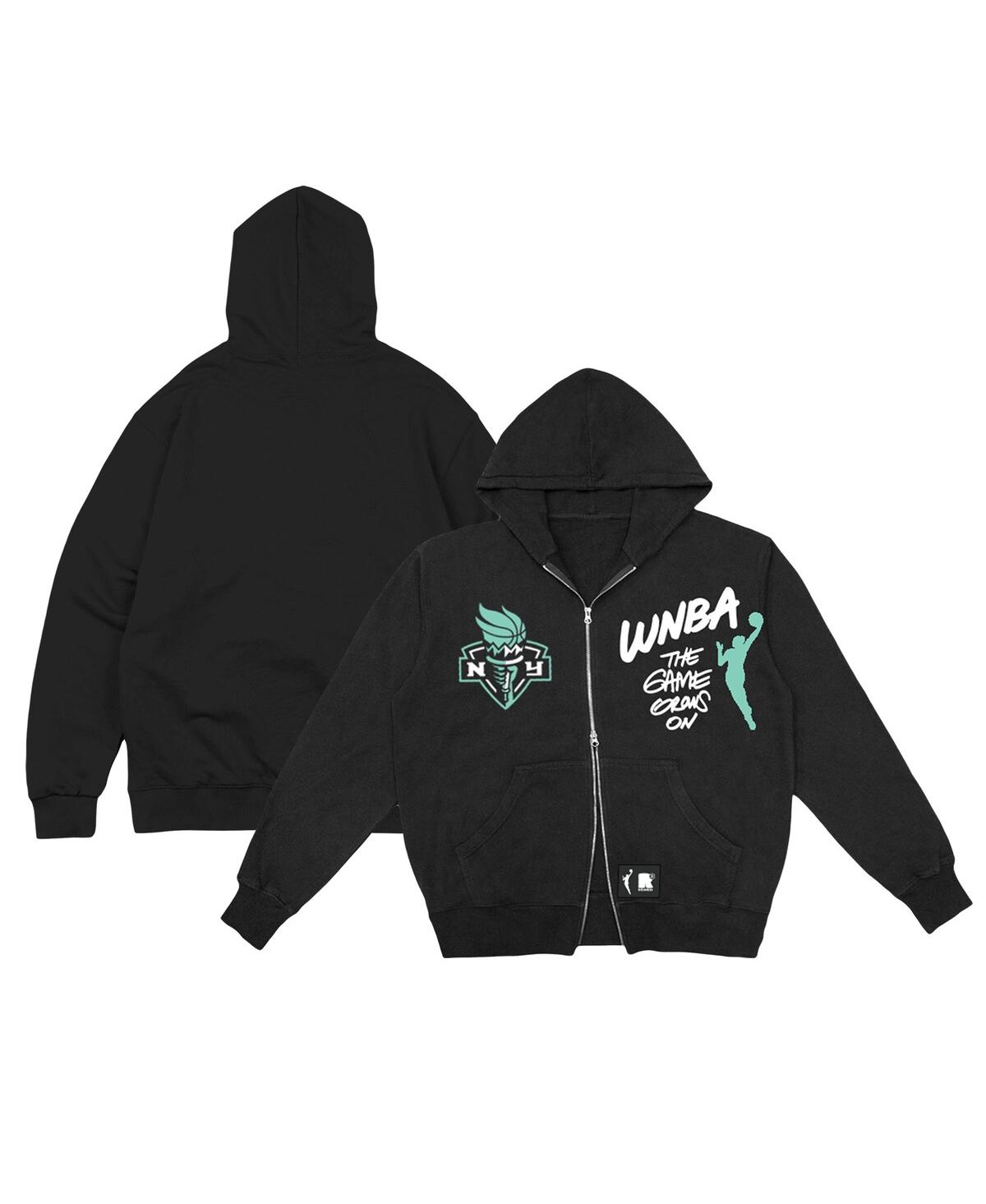 Men's and Women's Black New York Liberty Double-Zip Hoodie - Black