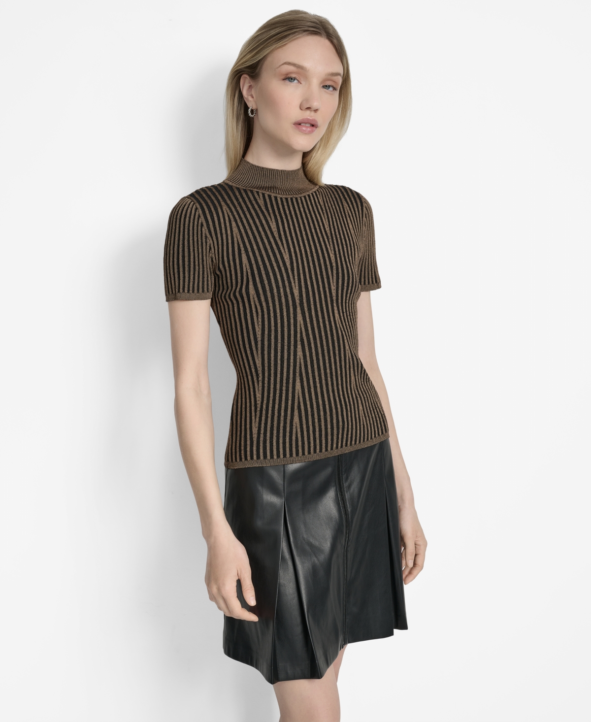 Dkny Women's Transfer Rib Mock-neck Sweater