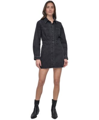 DKNY Jeans - Women's Button-Down Long-Sleeve Denim Dress