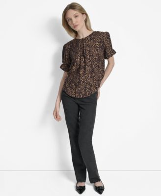 Women's Printed Voile Short-Sleeve Blouse