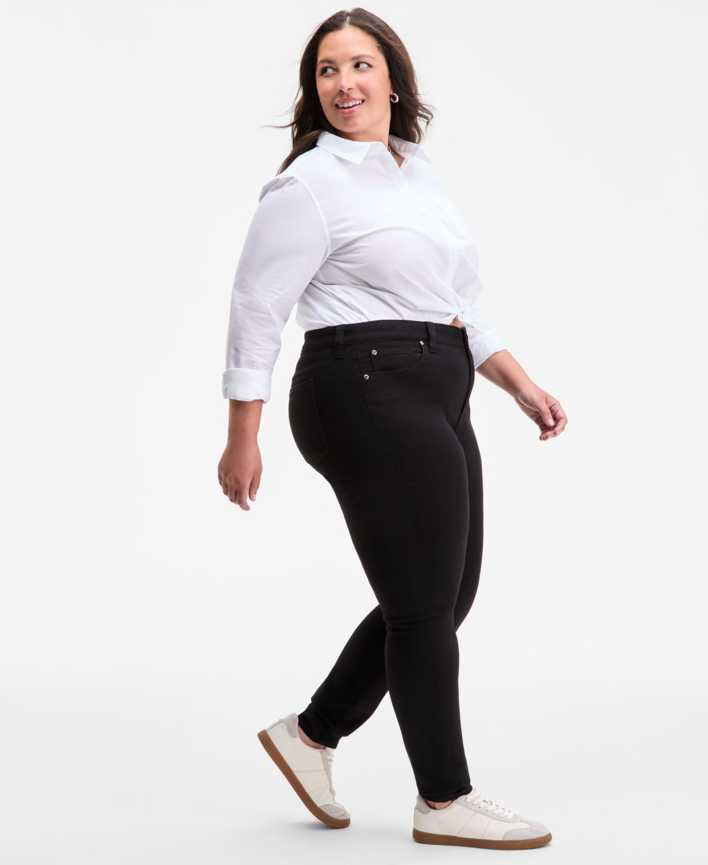 Женские джинсы On 34th Trendy Plus Size Mid-Rise Skinny, цвет: Чёрный — фото 2
