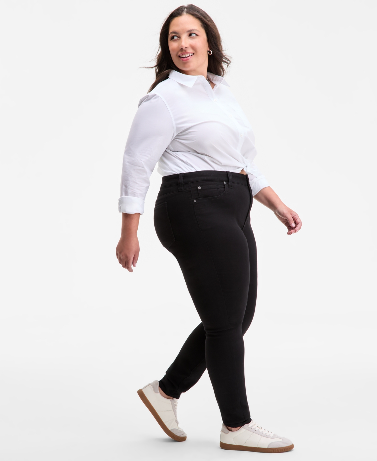 On 34th Trendy Plus Size Mid-rise Skinny Jeans, Exclusively At Macy's In Black