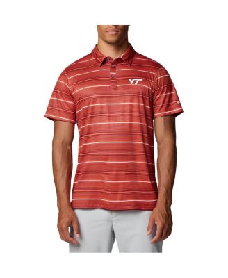 Columbia - Men's Orange Virginia Tech Hokies PFG Super Terminal Tackle Omni-Shade Stripe Polo
