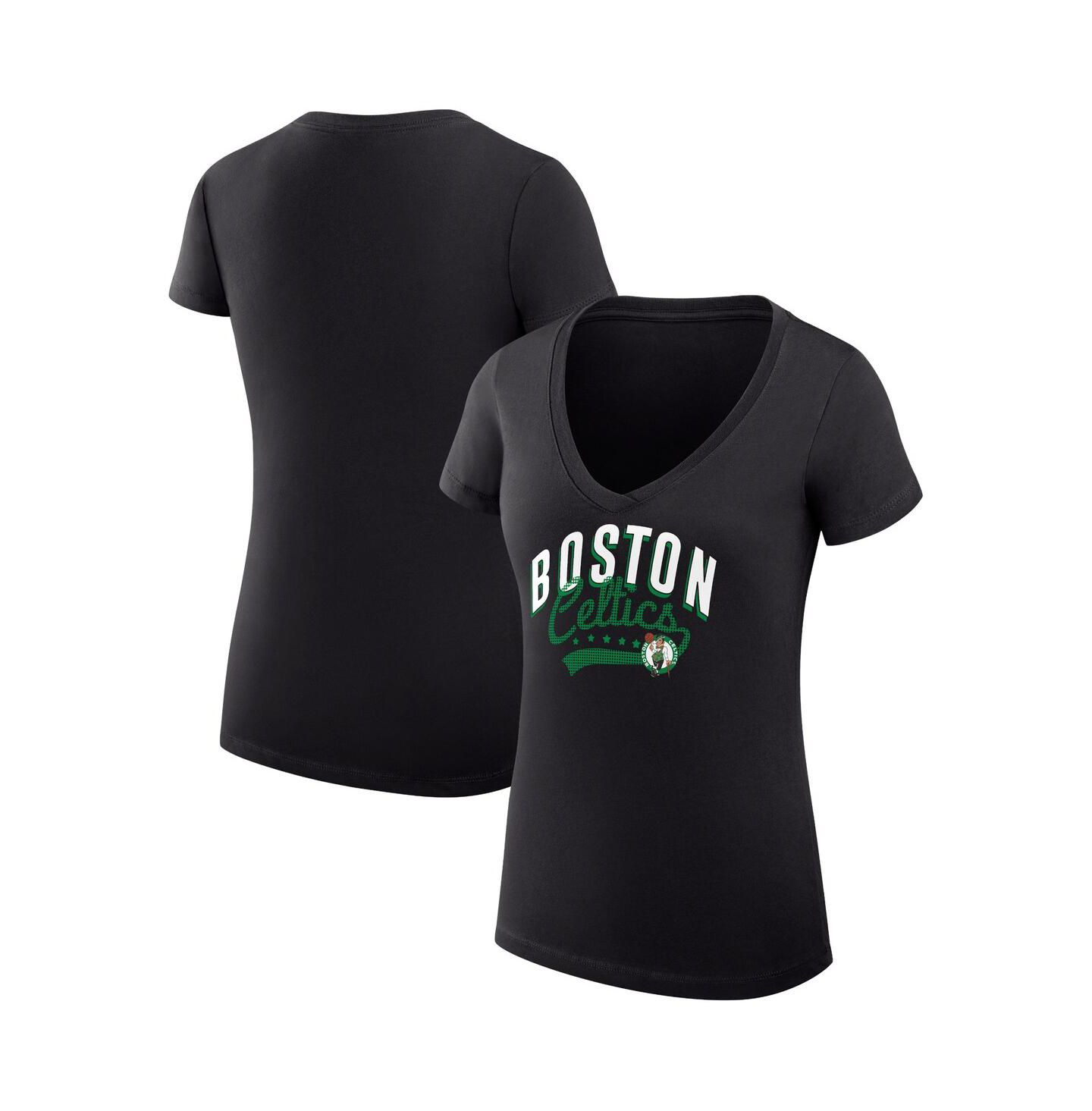 Женская футболка G-III 4Her by Carl Banks Black Boston Celtics Filigree Logo V-Neck Fitted — фото 1