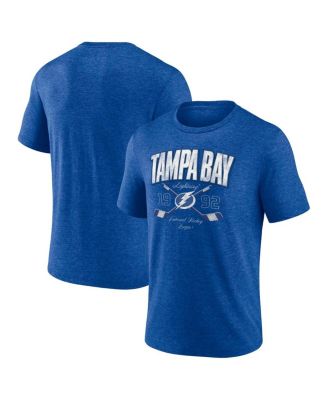 Fanatics - Men's Heather Blue Tampa Bay Lightning Cross Sticks Tri-Blend T-Shirt