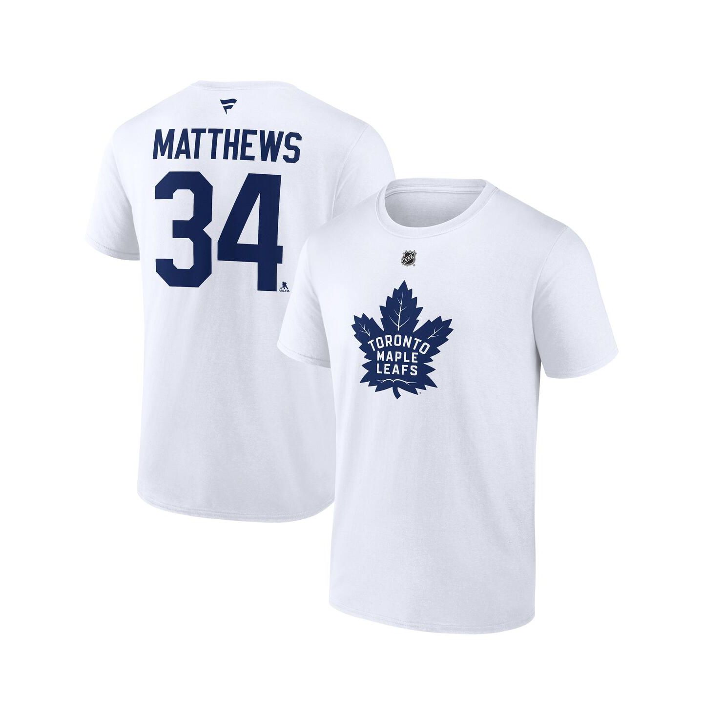 Мужская футболка Fanatics Auston Matthews White Toronto Maple Leaf's Authentic Stack Name & Number — фото 1