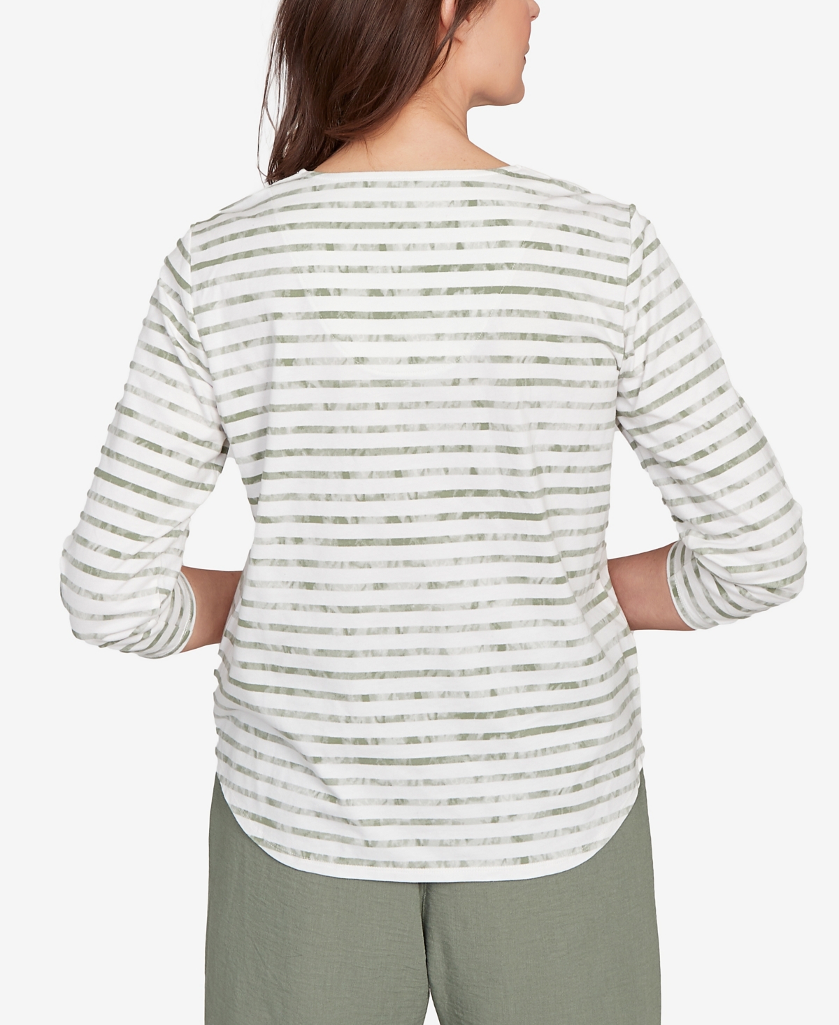 Alfred Dunner Petite Copper Canyon Textured Medallion Neckline Top In Multi