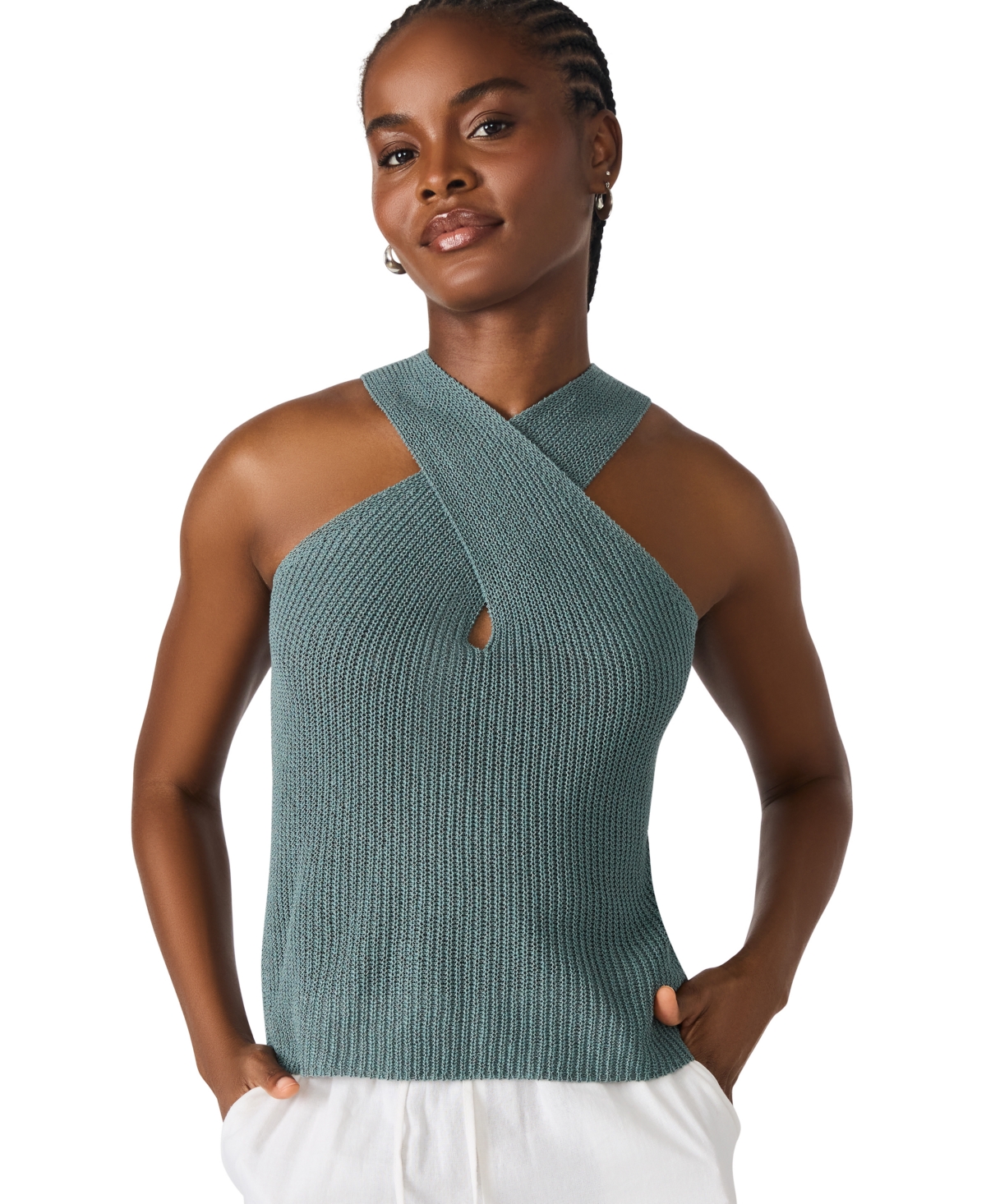 Women's Ellery Crossing Halter Sweater - Dusty Teal