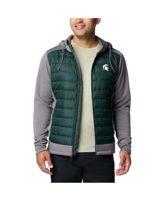 Men's Green/Gray Michigan State Spartans Out-Shield Hybrid Full-Zip Hoodie Jacket