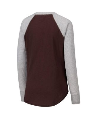 Women's Brown/Heather Gray Cleveland Browns Waffle Knit Raglan Long Sleeve T-Shirt