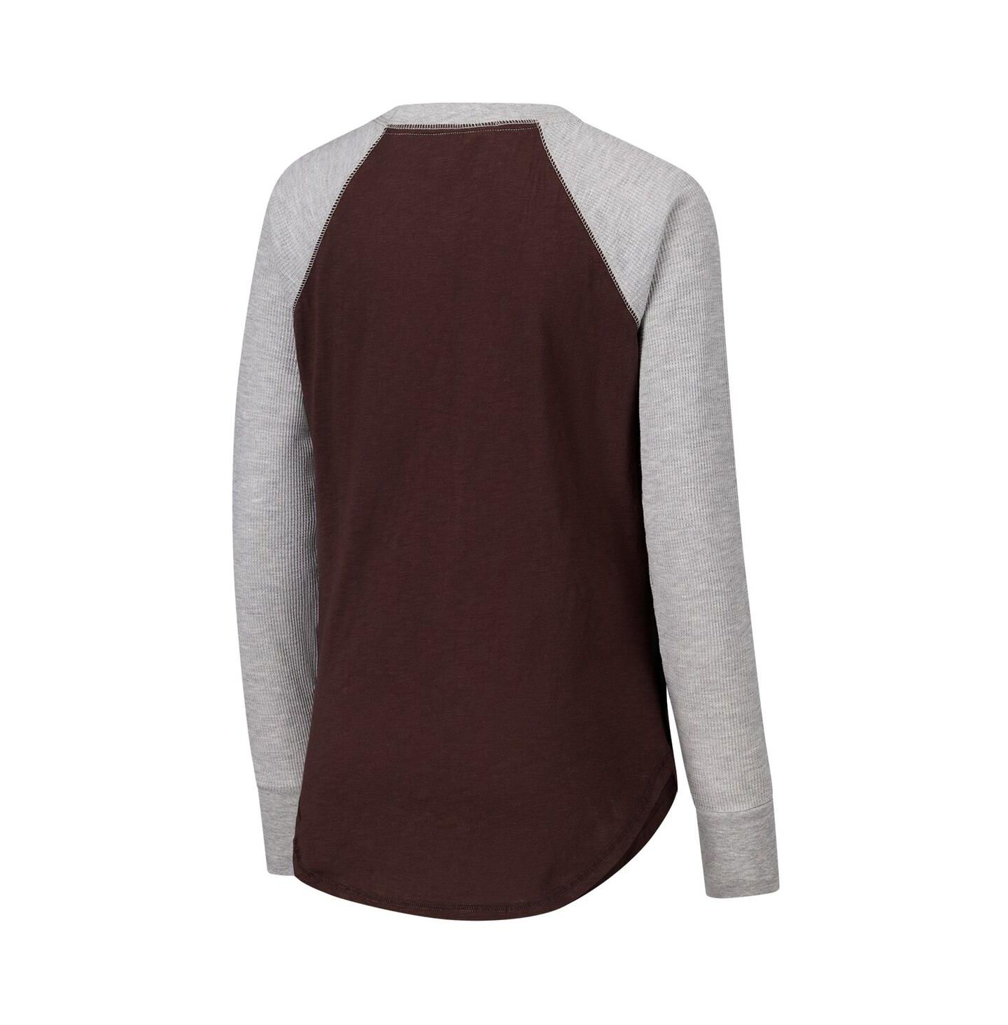 Женская футболка G-III 4Her by Carl Banks Brown/Heather Gray Cleveland Browns Waffle Knit Raglan Long Sleeve — фото 3