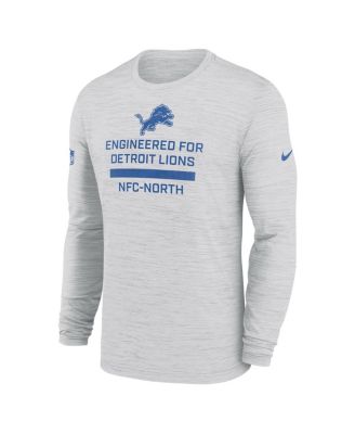 Men's Ash Detroit Lions Sideline Velocity Performance Long Sleeve T-Shirt