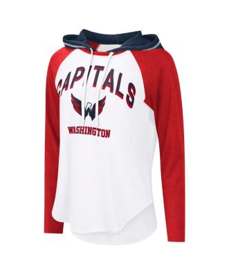Women's&nbsp;White Washington Capitals VIP Raglan Long Sleeve Hoodie T-Shirt