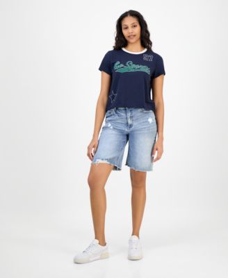 Juniors' Sporty Crewneck T-Shirt