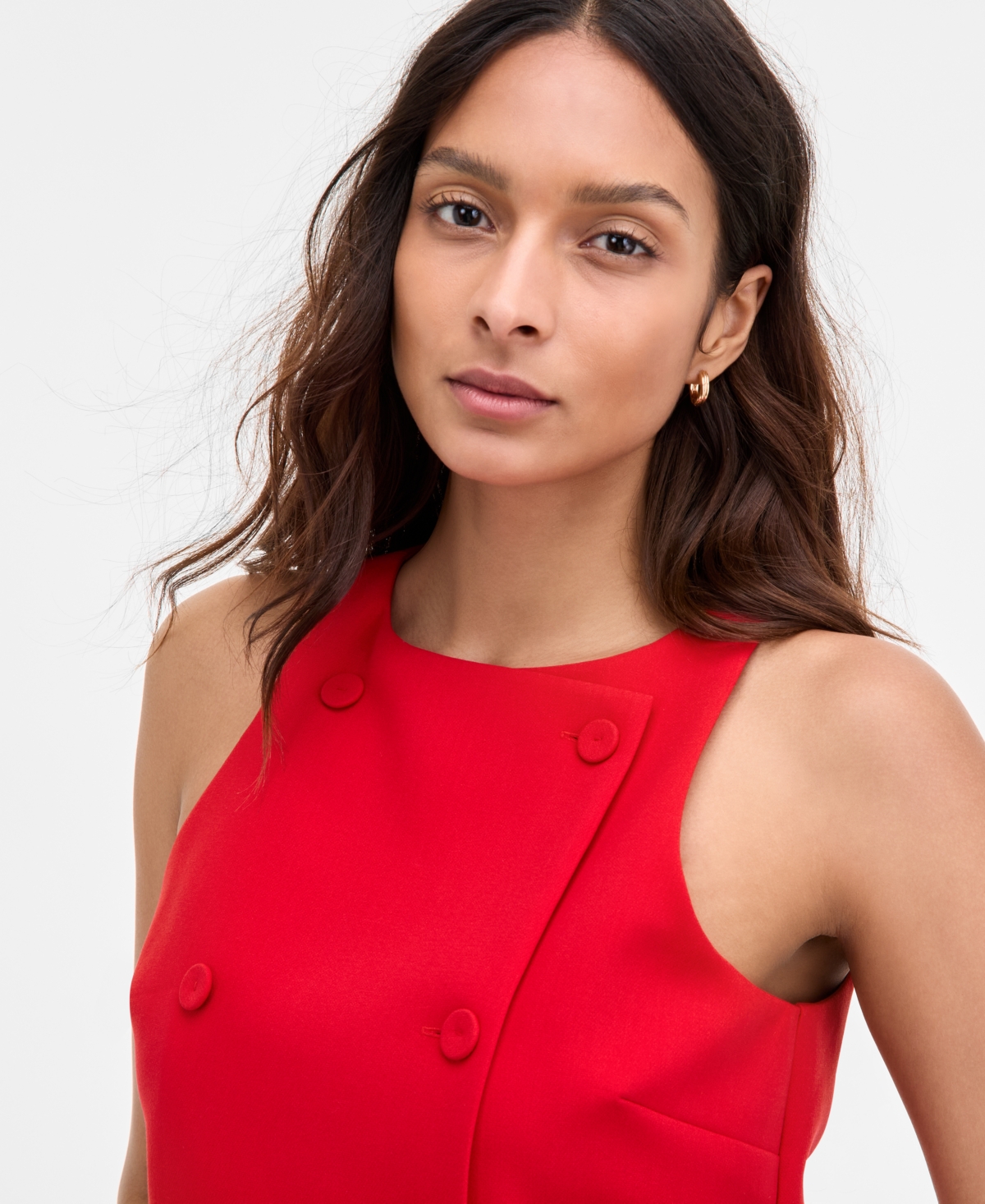 French Connection Women's Azra Twill Double-breasted Top In Red