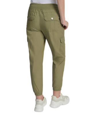 Sport Women's Cotton Ribbed-Waist Jogger Cargo Pants