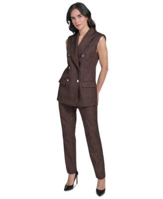 Petite Double Breasted Sleeveless Blazer