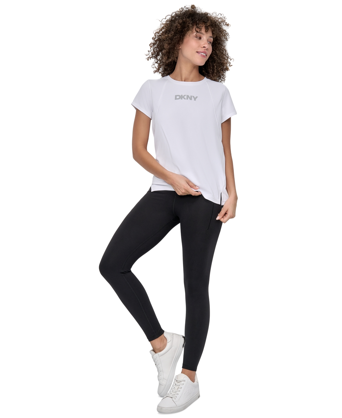 Dkny Sport Women's Tech Logo Raglan-sleeve T-shirt In White