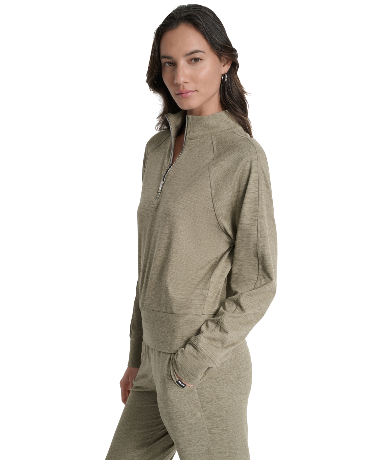 Dkny Space Dye Half Zip Sweatshirt In Green