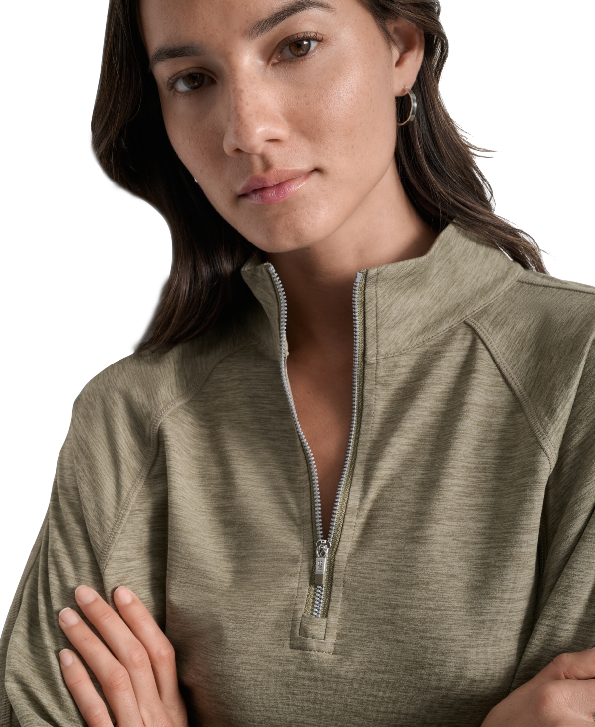 Dkny Space Dye Half Zip Sweatshirt In Green