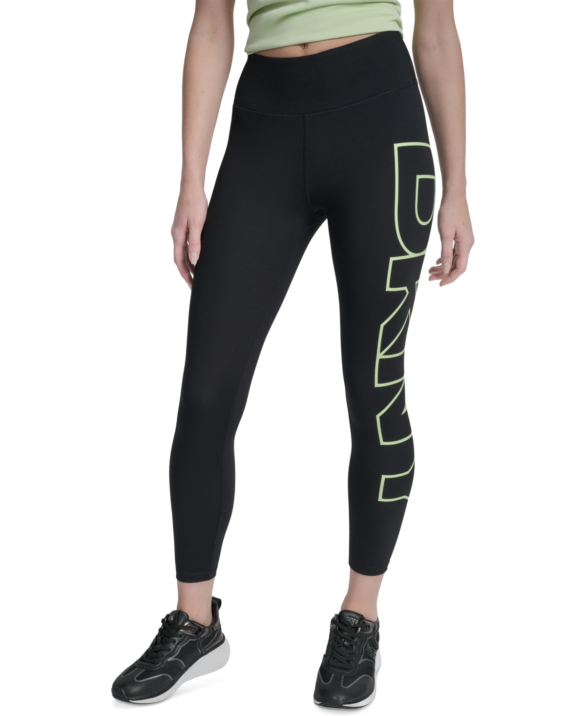 Dkny Sport Women's Logo Balance Compression High-waist 7/8 Tights In Black