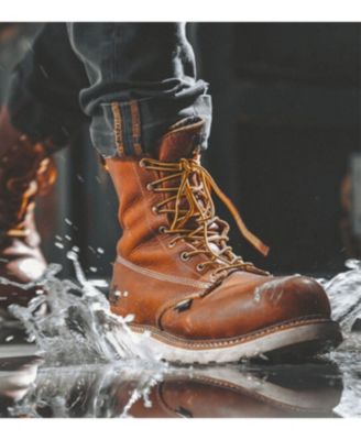 American Heritage Waterproof 8" Tobacco Safety Toe Work Boots for Men