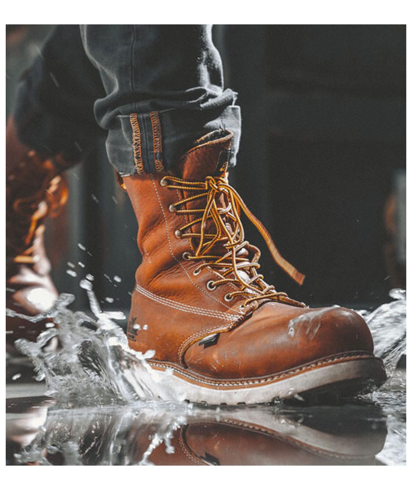 Мужские ботинки Thorogood American Heritage Waterproof 8" Tobacco Safety Toe Work Boots for Men, цвет: Табачный — фото 5