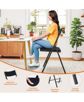 4-Pack Padded Folding Chair Set with Cushioned Seat & Backrest for Home, Office, Dining, or Events