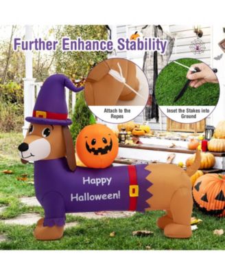 5 Feet Long Halloween Inflatable Dachshund Dog with Pumpkin