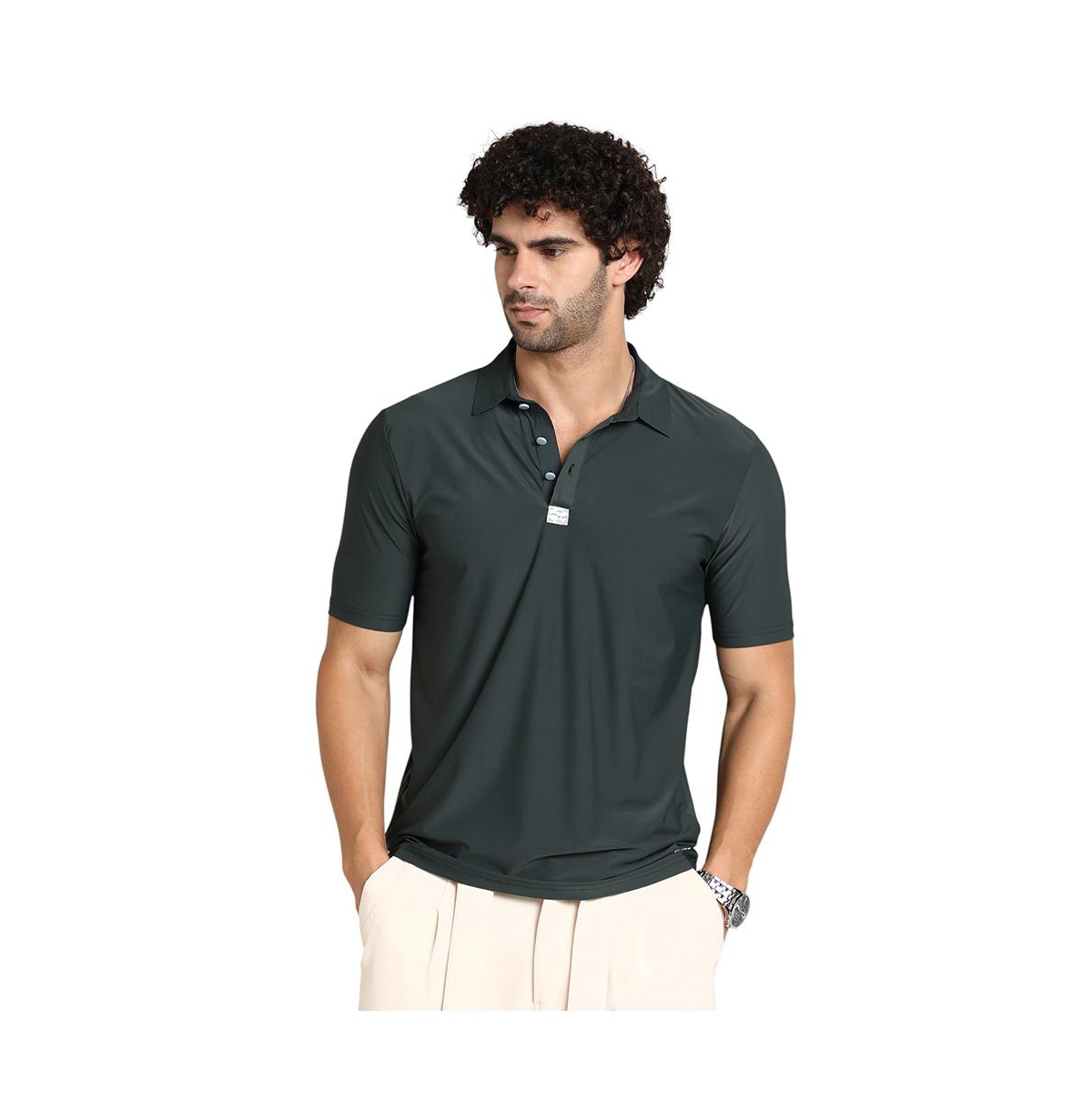 Men's Sacramento Green Seamless Solid Polo T-Shirt - Green