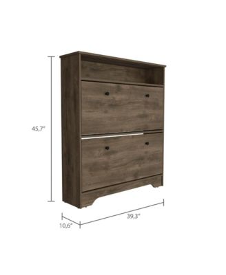 Wayne Shoe Rack 46" H, One Open Storage Shelf, Two Internal Storage Drawers, Two Doors
