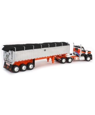 DCP 1/64 Black and Orange Kenworth W990 with Chrome MAC Coal End Dump Trailer
