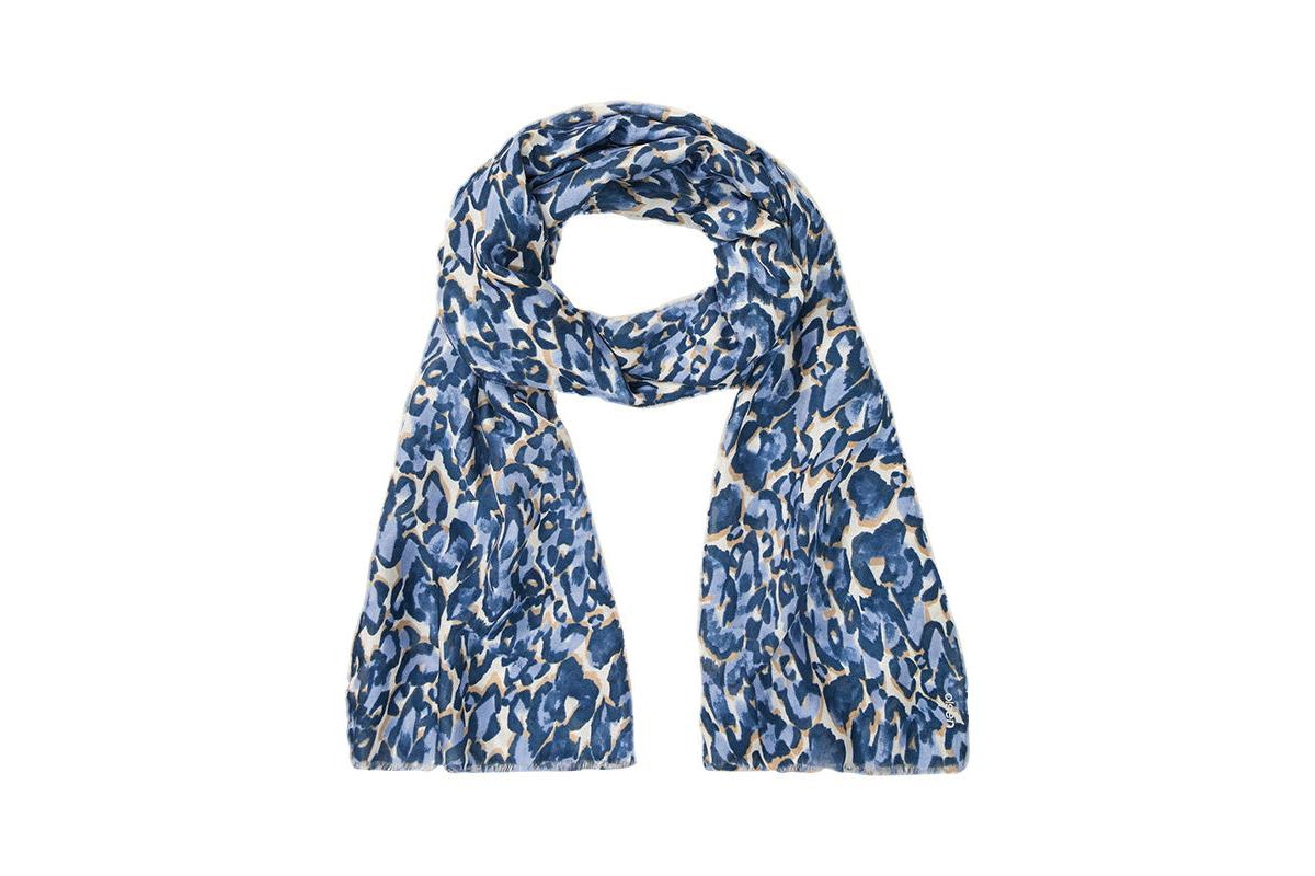 Leo Print Scarf - True navy