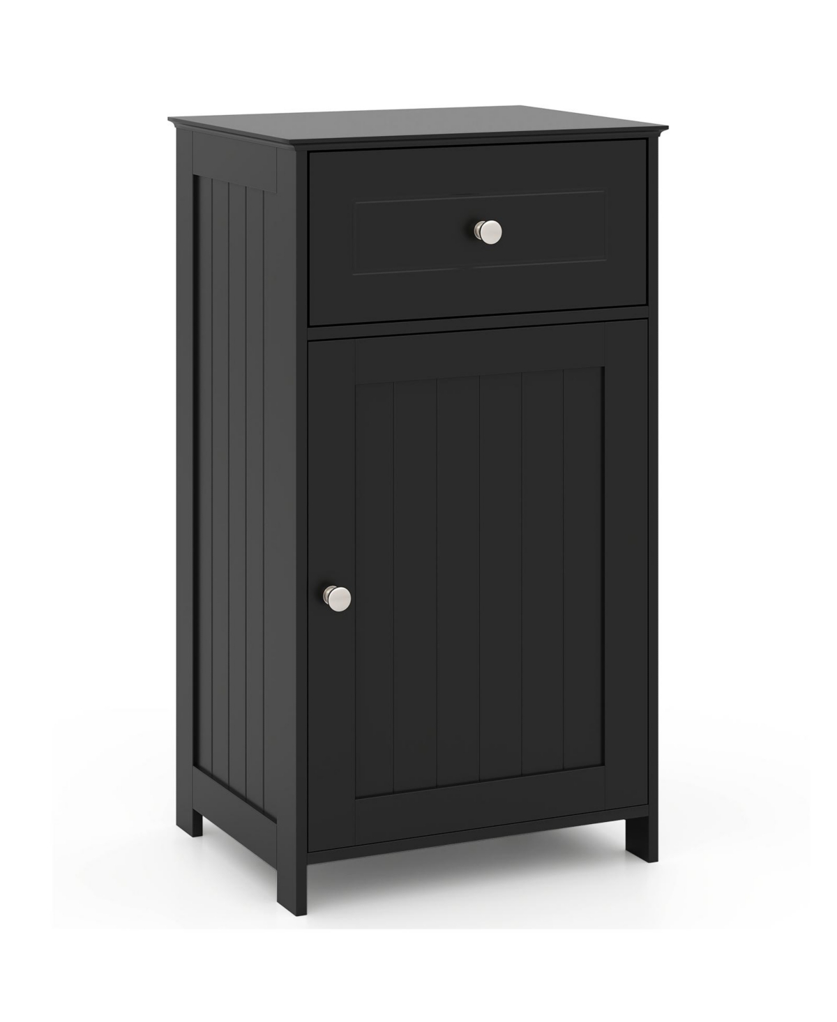 Slim Bathroom Storage Cabinet &#x2013; Drawer, Single Door & Adjustable Shelf - Black
