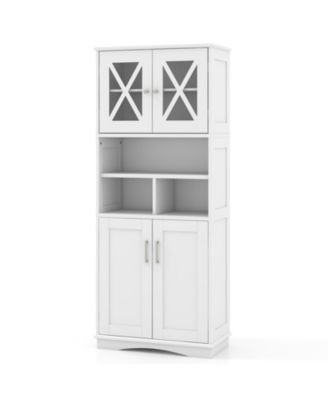 Tall Bathroom Cabinet with Acrylic Doors and Storage Cubes