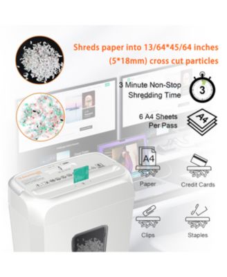 Quiet Cross-Cut Shredder, Ideal for Home Offices, Low-Noise Shredder, 6 Sheets at Once, Perfect for documents, Mail & Staples, 3.4-Gallon Wastebasket, Easy-Carry Handle, White