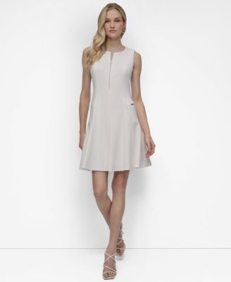 DKNY - Women's Zip-Front Sleeveless Scuba Crepe Dress