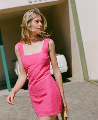 ワンピース bocheron PeachskinSquare-Neck Midi Dress Wild One Burgundy One-Shoulder Bodycon Midi Dress With