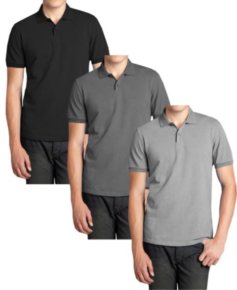 Мужские поло Galaxy By Harvic 3-Pack Polo Avenue Short Sleeve Pique Polo Shirt, цвет: Чёрный / Графитовый
