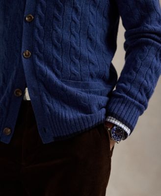 Men's Cable-Knit Wool-Cashmere Cardigan Sweater