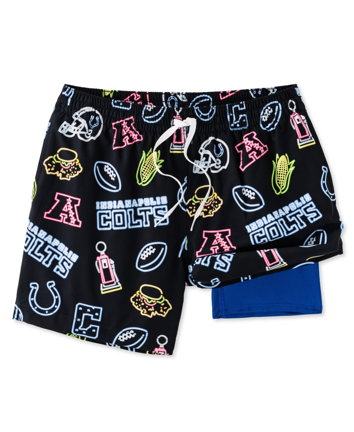 Men's 5.5" Black Indianapolis Colts The Neon Lined Classic Swim Trunks - Black