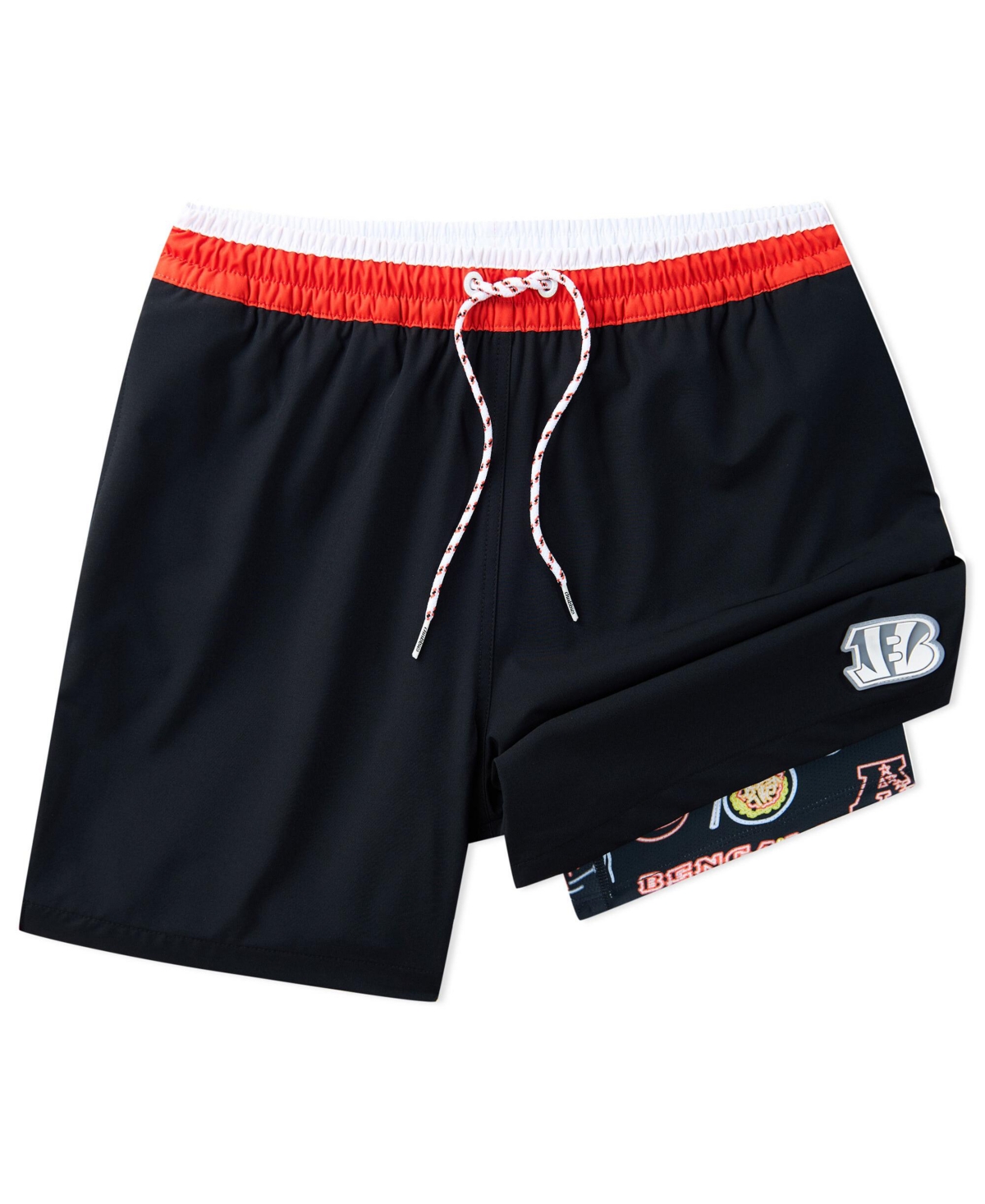 Men's 5.5" Black Cincinnati Bengals Lined Classic Swim Trunks - Black