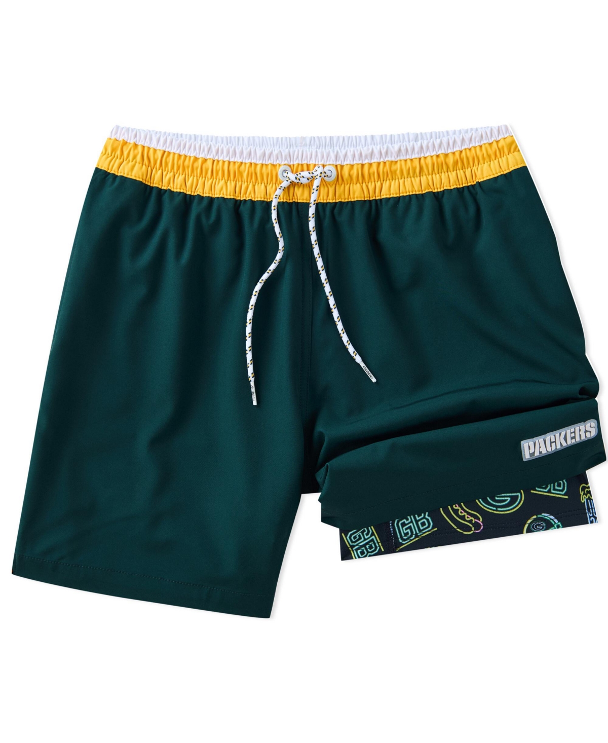 Men's 5.5" Dark Green Green Bay Packers Lined Classic Swim Trunks - Dark Green