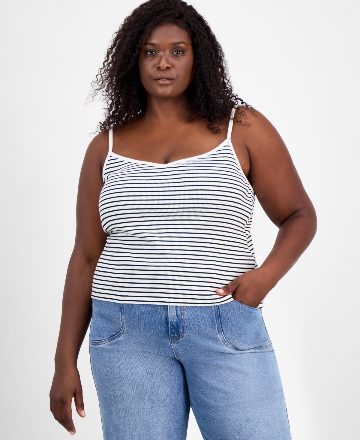 On 34th Trendy Plus Size Striped Camisole Tank Top, Macy's Exclusive