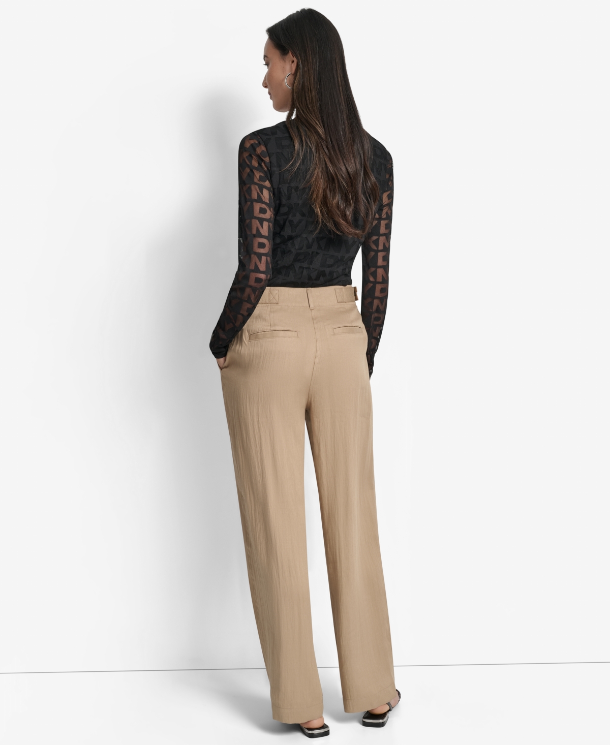 Dkny Weathered Twill Pleated Pants In Brown