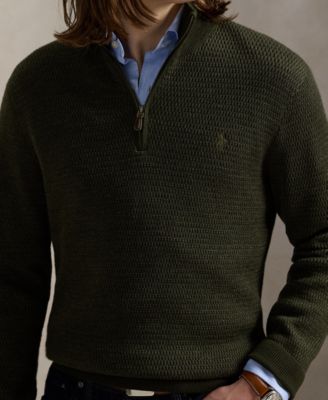 Men's Washable Wool Quarter-Zip Sweater