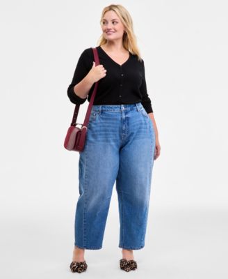 On 34th - Trendy Plus High-Rise Cropped Barrel-Leg Jeans